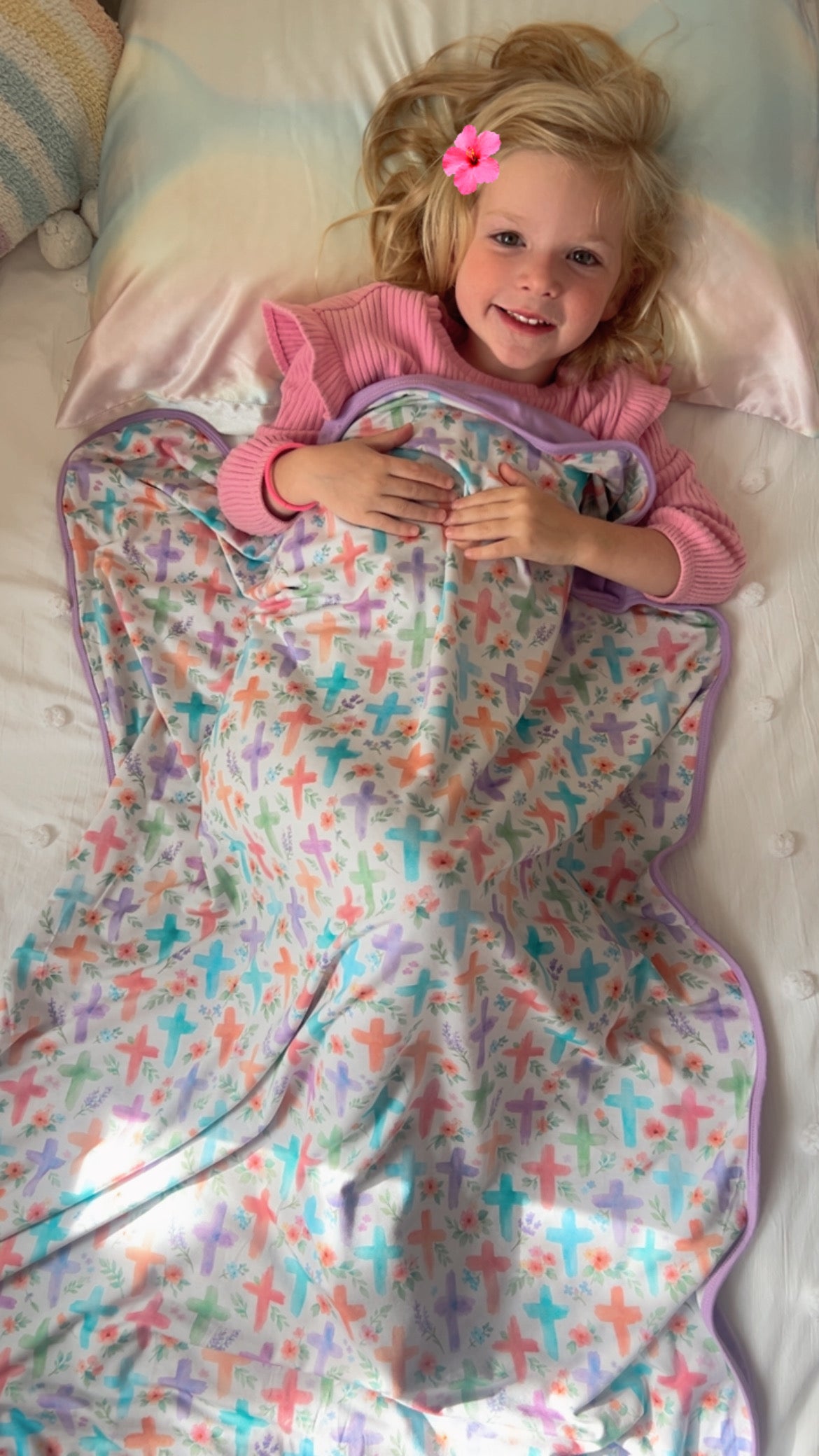 Purple Watercolor Cross Bamboo Blanket