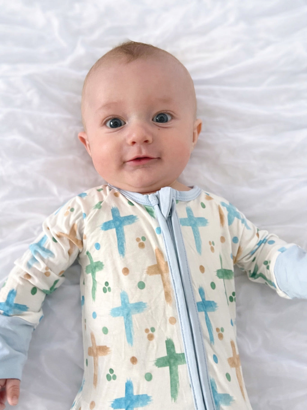 Watercolor Blue Crosses Bamboo Zippy