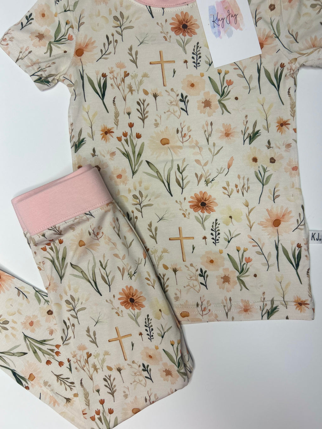 Floral Cross 2-Piece Bamboo Set