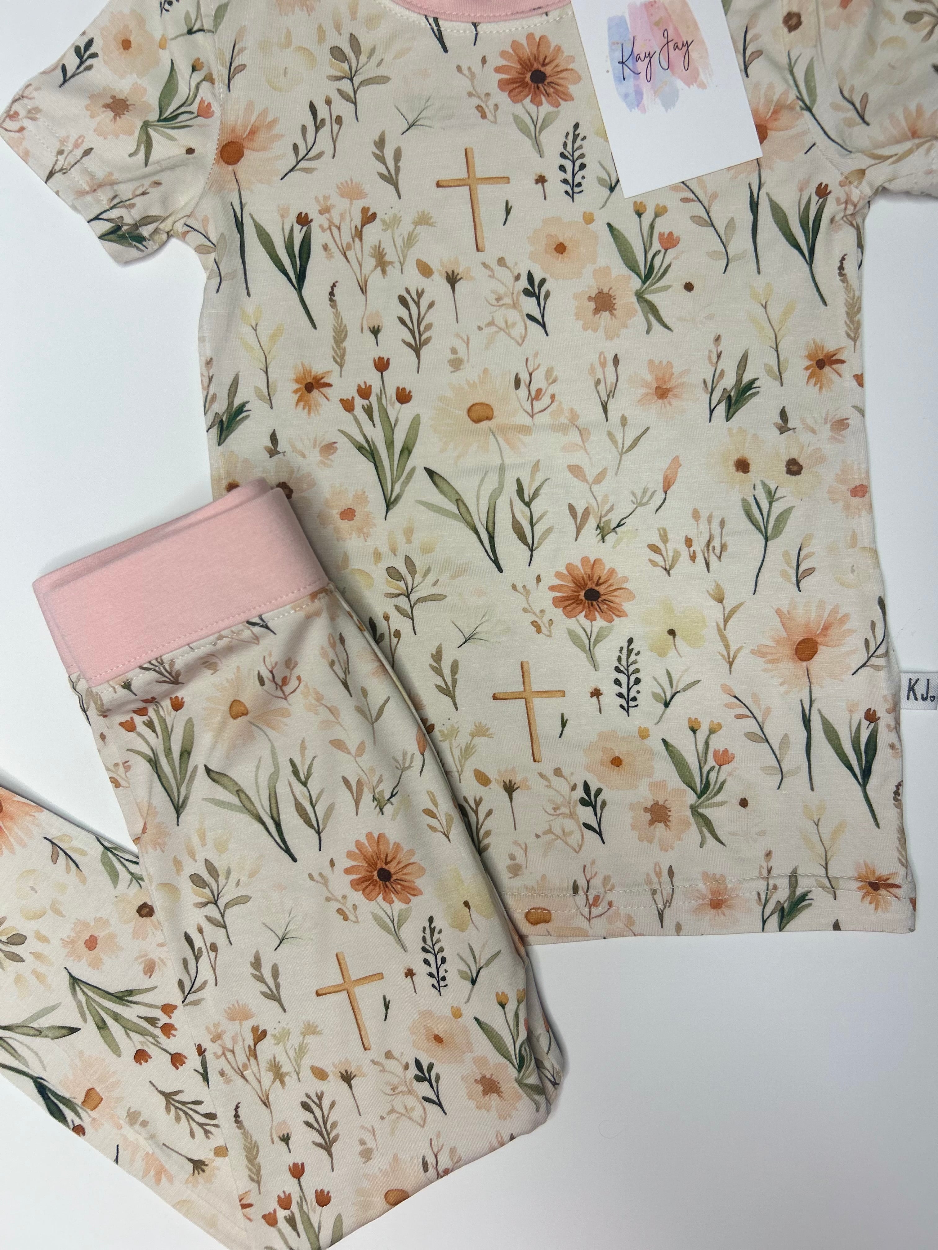 Floral Cross 2-Piece Bamboo Set