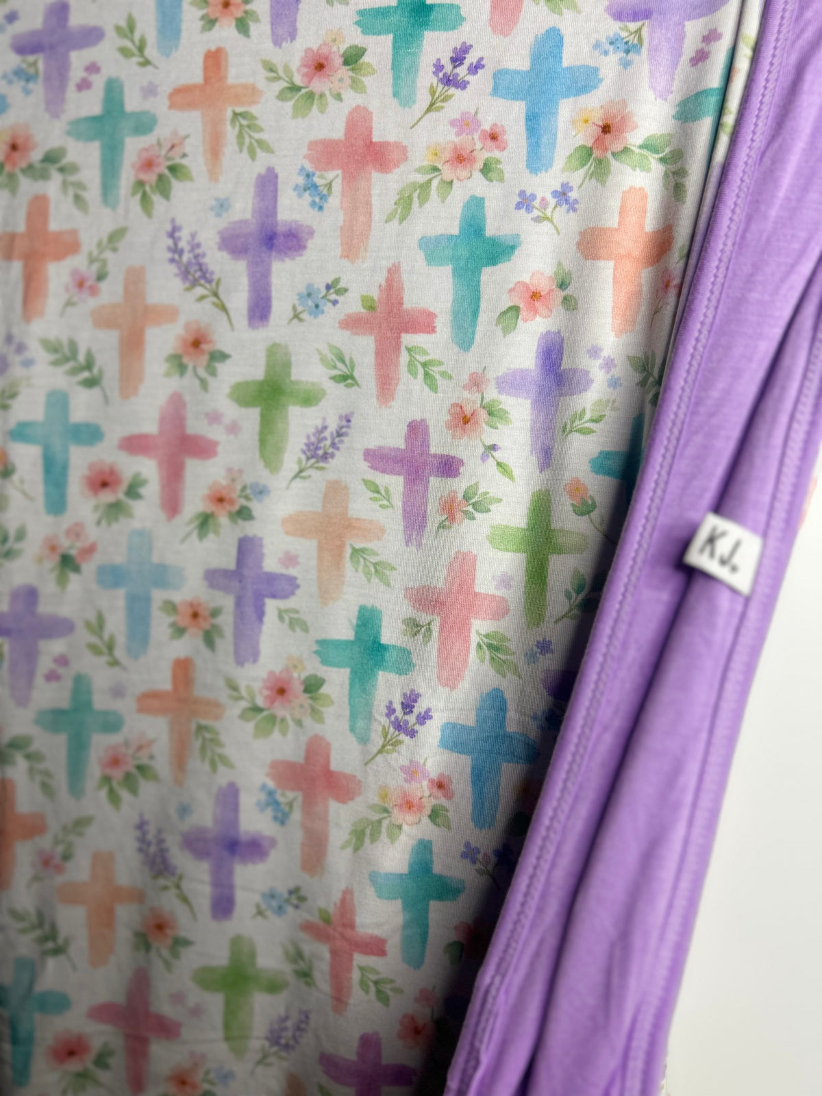 Purple Watercolor Cross Bamboo Blanket (preorder)