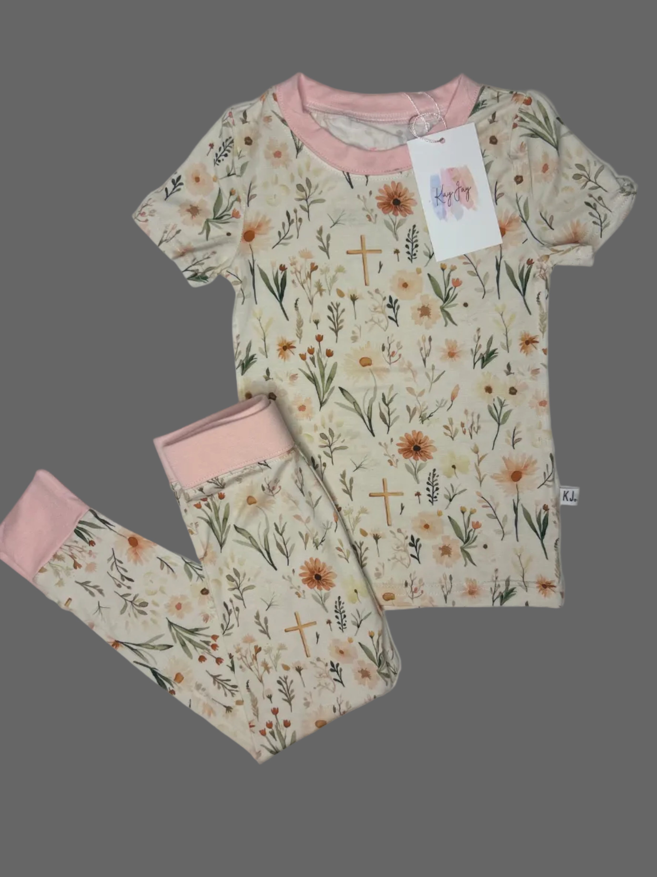 Floral Cross 2-Piece Bamboo Set