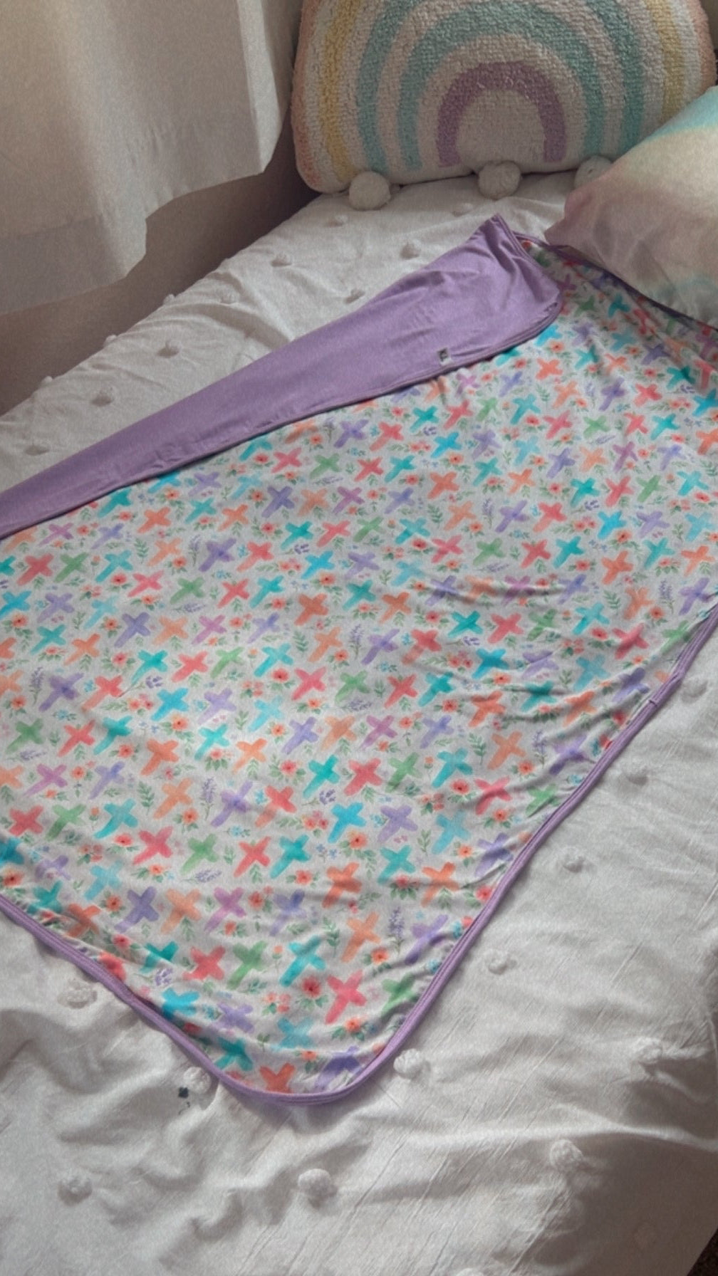 Purple Watercolor Cross Bamboo Blanket