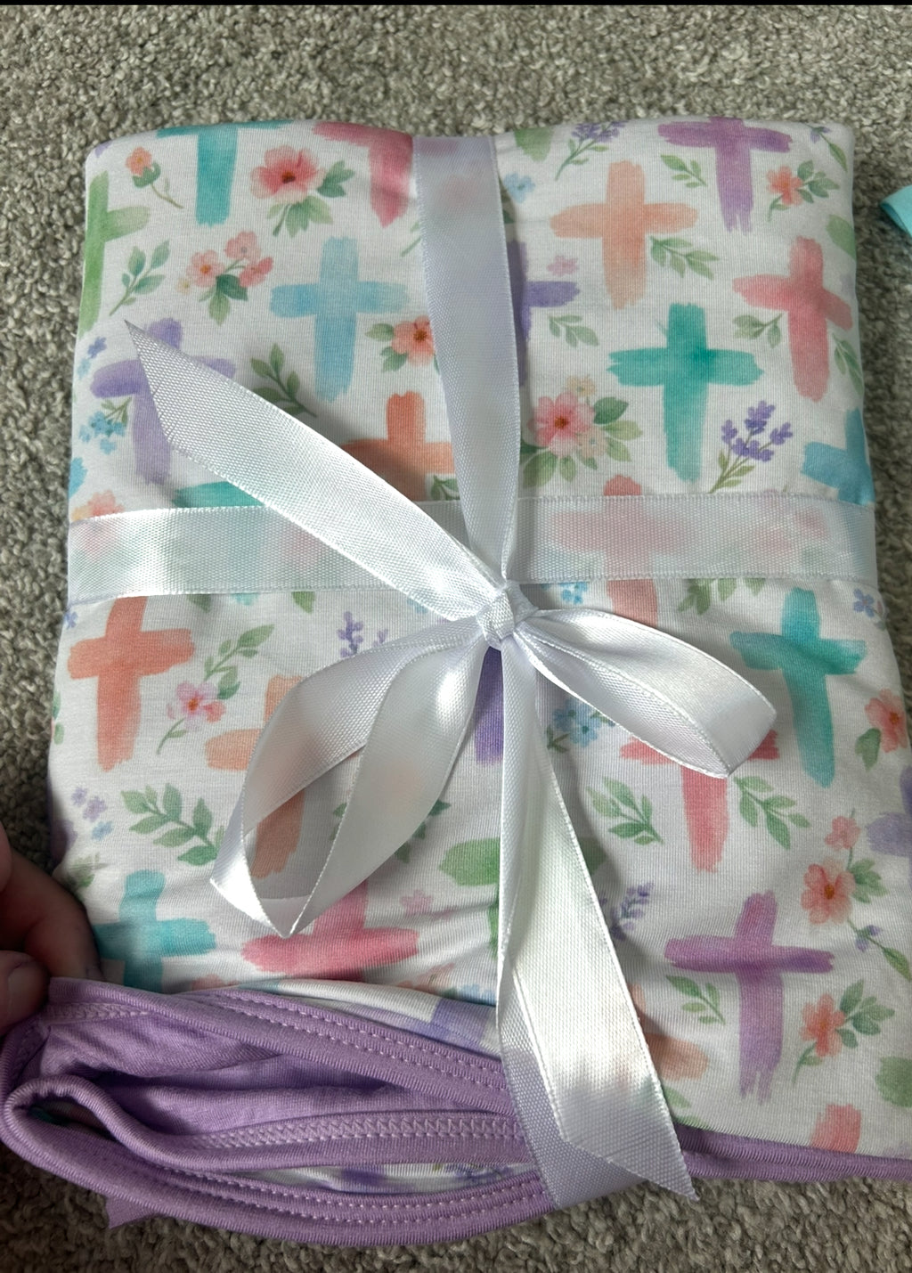 Purple Watercolor Cross Bamboo Blanket (preorder)