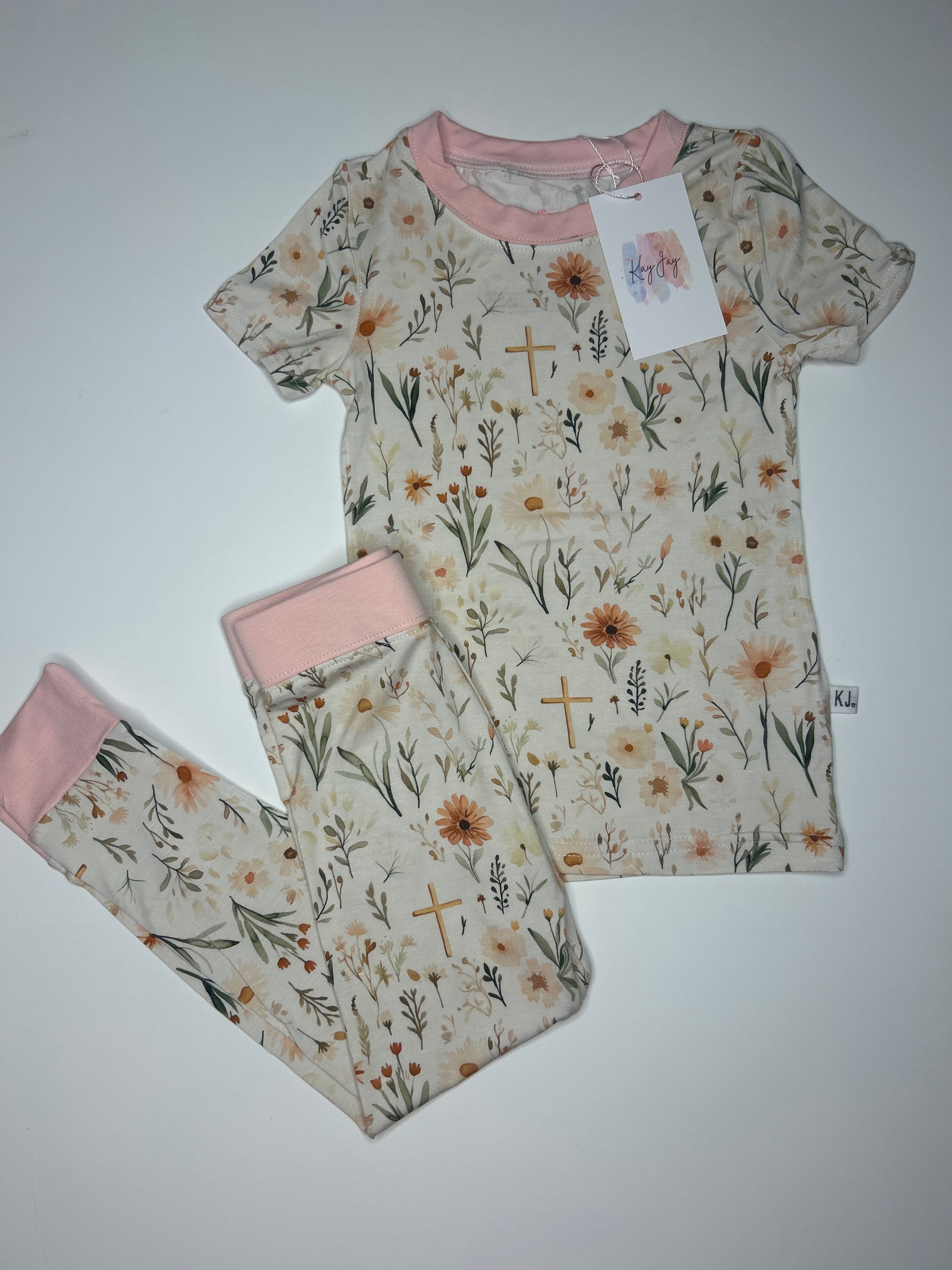 Floral Cross 2-Piece Bamboo Set