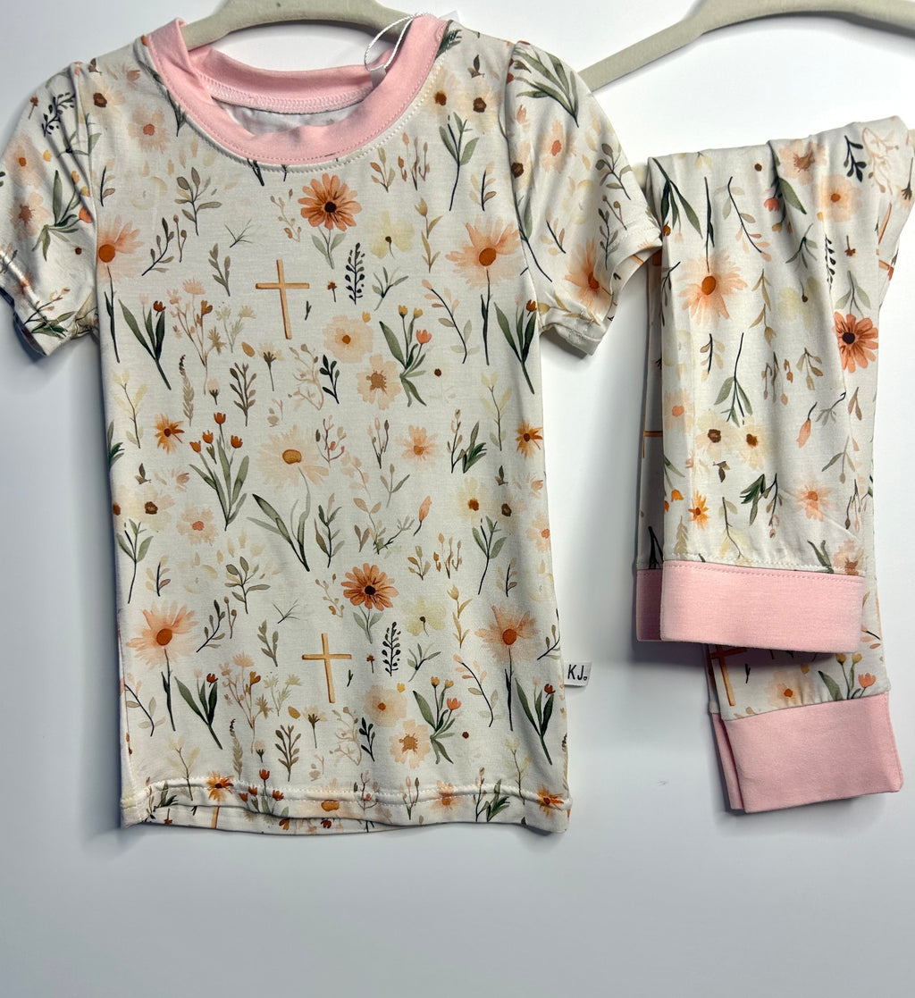Floral Cross 2-Piece Bamboo Set