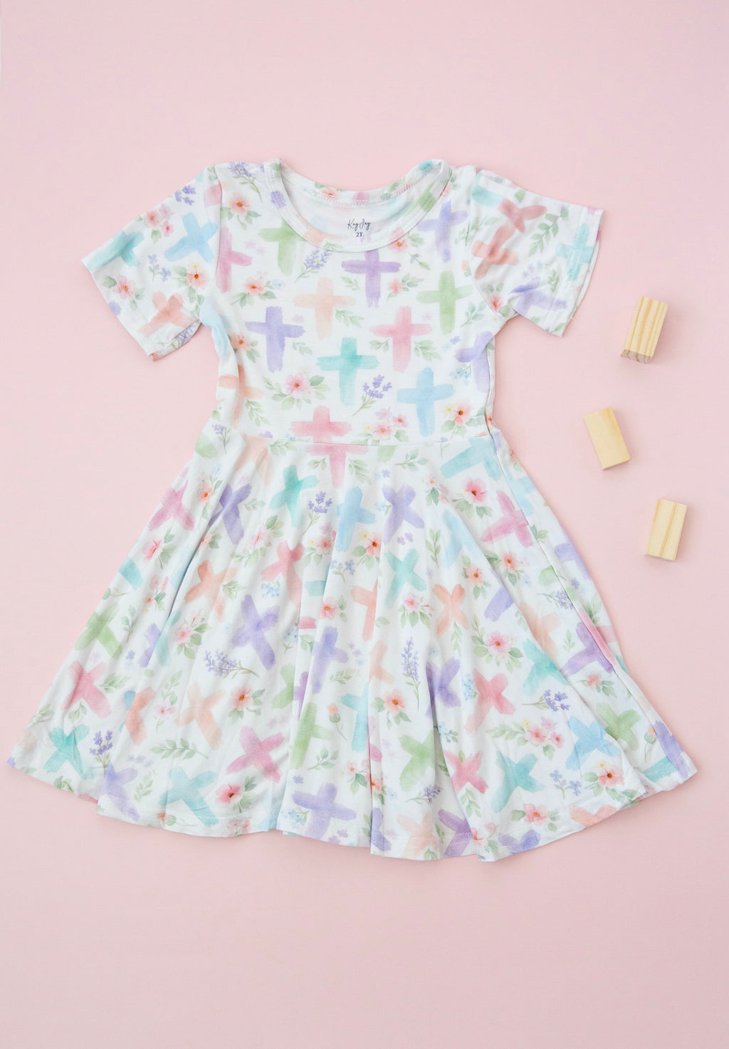 Pastel Crosses Bamboo Twirl Dress