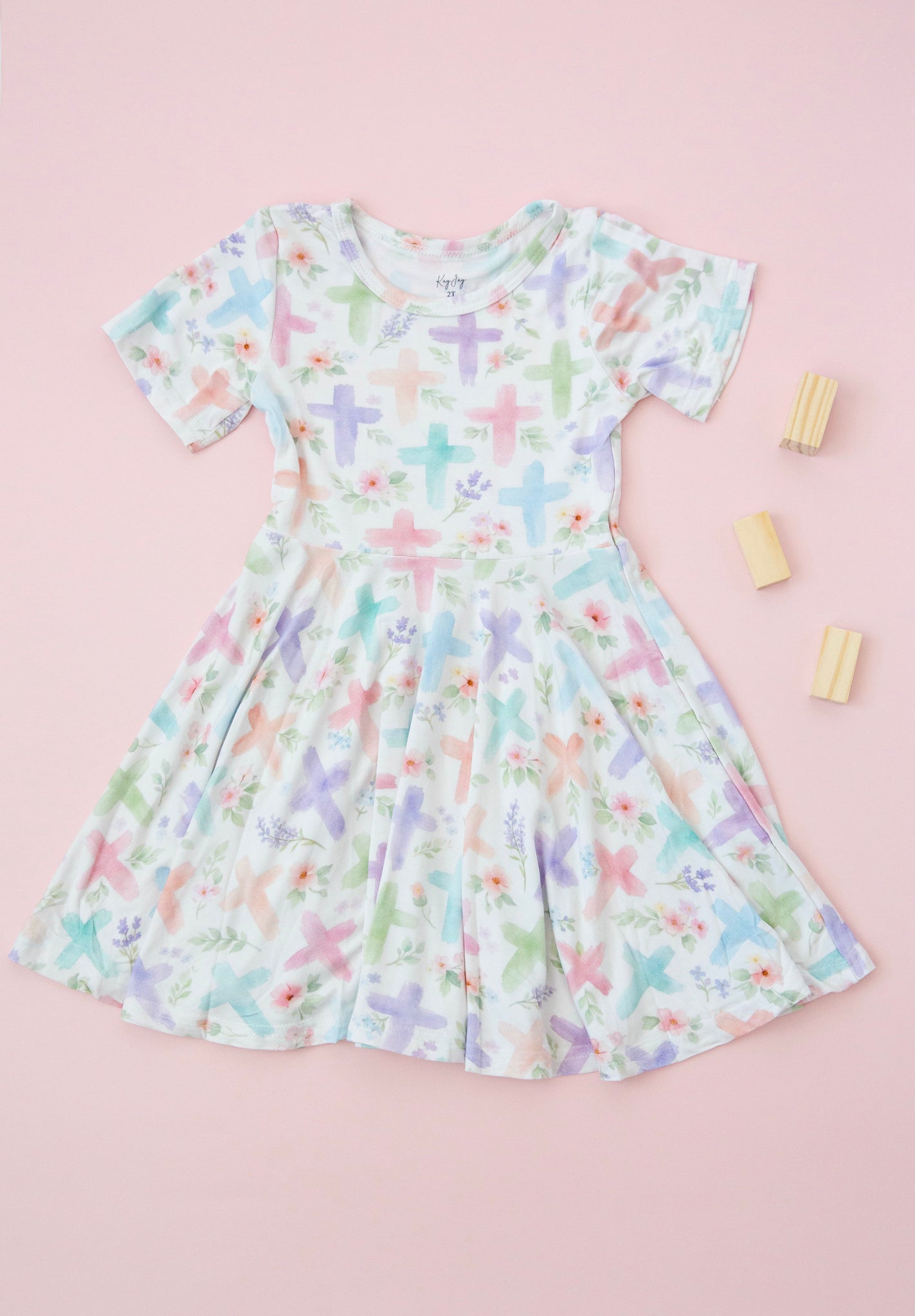 Pastel Crosses Bamboo Twirl Dress