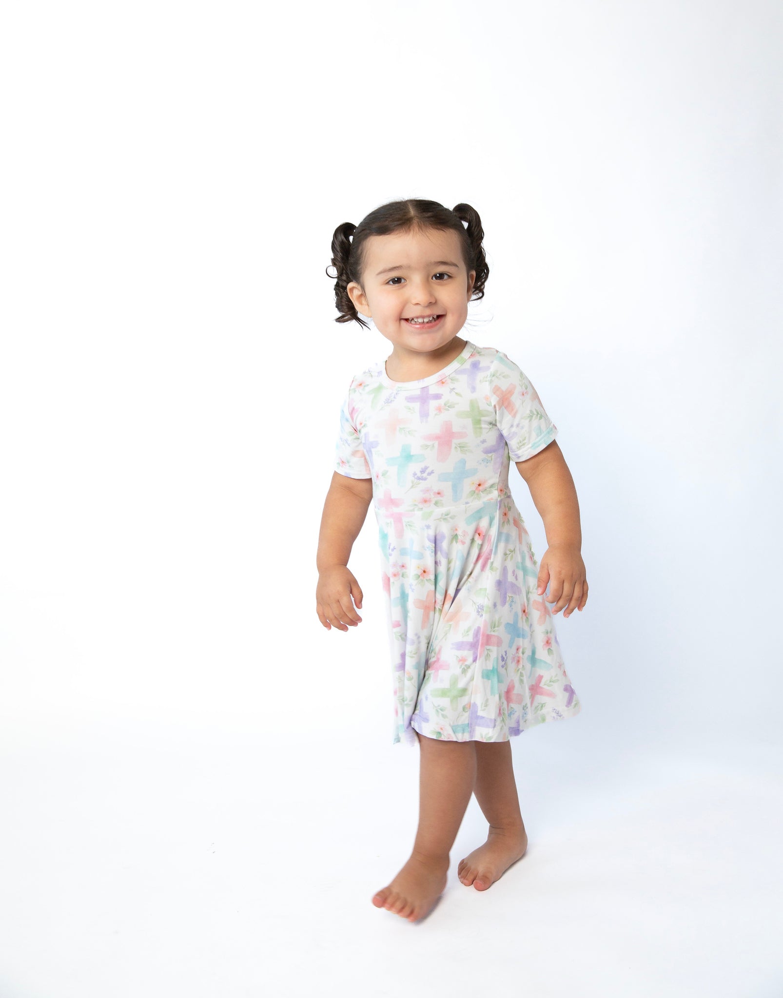 Pastel Crosses Bamboo Twirl Dress