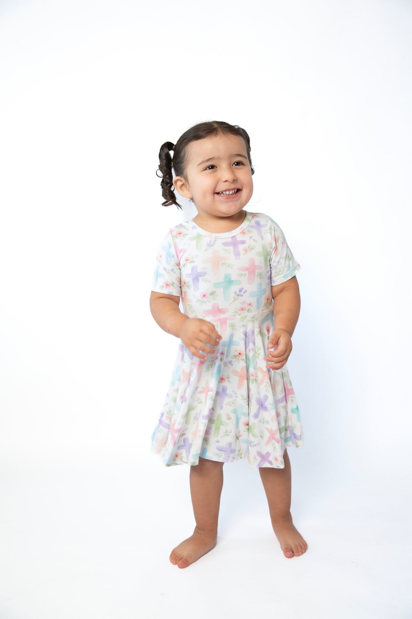 Pastel Crosses Bamboo Twirl Dress