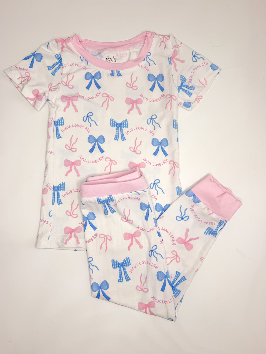Jesus Loves Me Bows Bamboo Set